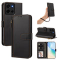 black Motorola Moto G Play leather phone cover set showing rear camera protection, wrist strap, desktop kickstand, and open card holder slots⁠