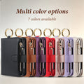 iPhone DUO leather crossbody wallet case available in 7 colors including black brown red purple rose gold light purple beige