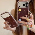 iPhone starry case with 3D stars and beaded charm strap – brown TPU case fits iPhone 17 Pro Max, 17 Pro, 17, 16 Pro Max, 16 Pro, 16, 15 Pro Max, 15 Pro, 15