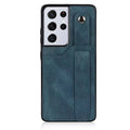 RFID Case For Samsung Galaxy S23 S22 S21 S20 Ultra Plus FE Luxury Leather Wrist Band Kickstand S21 Ultra Navy Blue