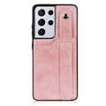 RFID Case For Samsung Galaxy S23 S22 S21 S20 Ultra Plus FE Luxury Leather Wrist Band Kickstand S21 Ultra Pink