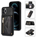 Case for iPhone 16 15 Pro Max Plus Crossbody Leather Wallet Cover Features Black