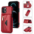 Case for iPhone 16 15 Pro Max Plus Crossbody Leather Wallet Cover Features Red