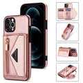 Case for iPhone 16 15 Pro Max Plus Crossbody Leather Wallet Cover Rose Gold