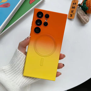 For Samsung Galaxy S23 S22 S21 Ultra Plus Qi PMA Wireless Lens Protect Soft Case Orange Yellow