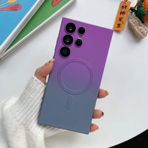 For Samsung Galaxy S23 S22 S21 Ultra Plus Qi PMA Wireless Lens Protect Soft Case Purple Grey