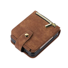 Load image into Gallery viewer, Luxury Leather Case for Samsung Galaxy Z Flip 4 Flip 3 Crossbody Lanyard Multi Card Slot Cover Brown
