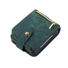 Load image into Gallery viewer, Luxury Leather Case for Samsung Galaxy Z Flip 4 Flip 3 Crossbody Lanyard Multi Card Slot Cover Green

