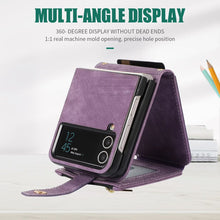 Load image into Gallery viewer, Luxury Leather Case for Samsung Galaxy Z Flip 4 Flip 3 Crossbody Lanyard Multi Card Slot Cover Stand
