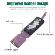 Load image into Gallery viewer, Luxury Leather Case for Samsung Galaxy Z Flip 4 Flip 3 Crossbody Lanyard Multi Card Slot Cover Leather Design

