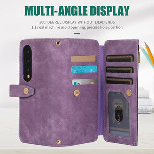Luxury Leather Case for Samsung Galaxy Z Fold 4 Fold 3 Crossbody Lanyard Multi Card Slot Cover Card Slot