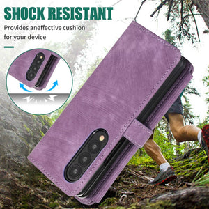 Luxury Leather Case for Samsung Galaxy Z Fold 4 Fold 3 Crossbody Lanyard Multi Card Slot Cover Shockproof