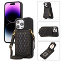 Case for iPhone 16 Series Crossbody Lanyard Leather Wallet Card Slot Mirror Cover Black Features