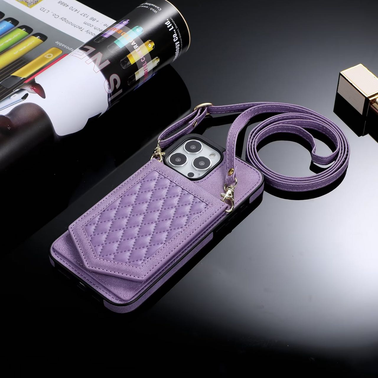 Case for iPhone 16  Series Crossbody Lanyard Leather Wallet Card Slot Mirror Cover Crossbody Lanyard