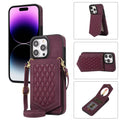 Case for iPhone 16 Series Crossbody Lanyard Leather Wallet Card Slot Mirror Cover Wine Red Features