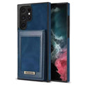 RFID Case For Samsung Galaxy S23 S22 S21 S20 Series Luxury Leather Stand Card Slot Case Blue