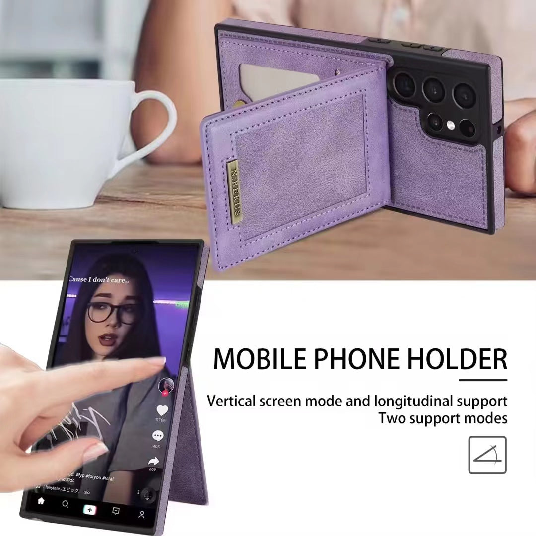 RFID Case For Samsung Galaxy S23 S22 S21 S20 Series Luxury Leather Stand Card Slot Case Kickstand