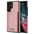 RFID Case For Samsung Galaxy S23 S22 S21 S20 Series Luxury Leather Stand Card Slot Case Rose Gold