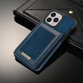 Case for iPhone RFID Blocking Luxury Leather Flip Kickstand Card Slot ID Slot Cover Blue