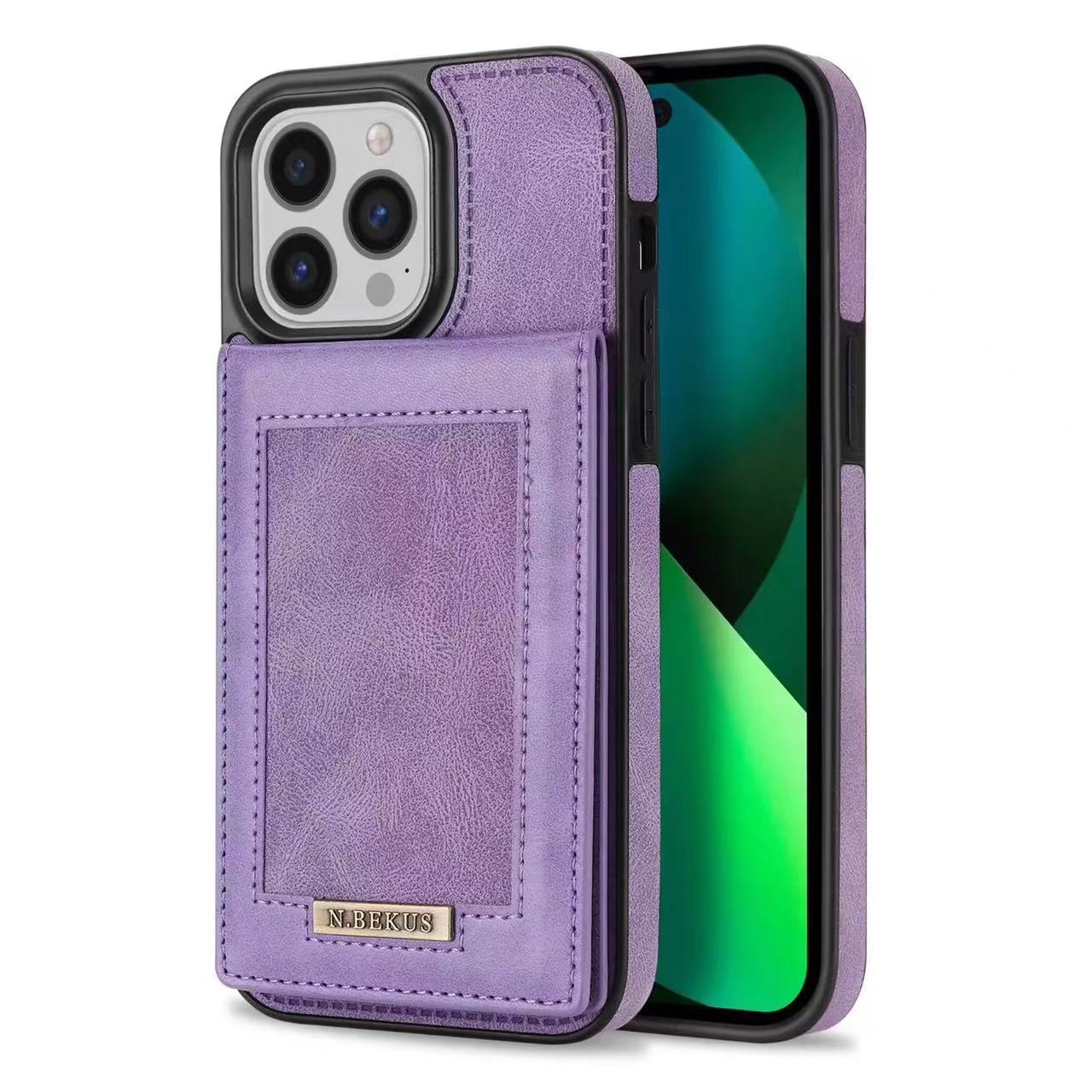 Case for iPhone RFID Blocking Luxury Leather Flip Kickstand Card Slot ID Slot Cover Front