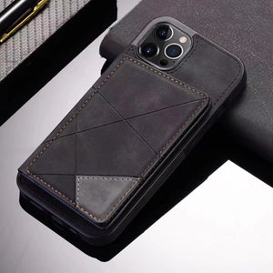 Case For iPhone 14 13 12 11 Series Luxury Leather Flip Kickstand Card Slot CoverBlack