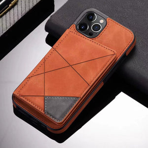 Case For iPhone 14 13 12 11 Series Luxury Leather Flip Kickstand Card Slot Cover Brown