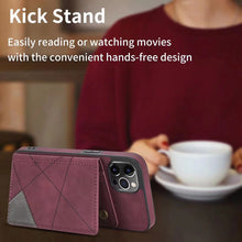 Load image into Gallery viewer, Case For iPhone 14 13 12 11 Series Luxury Leather Flip Kickstand Card Slot CoverWine Red Kickstand
