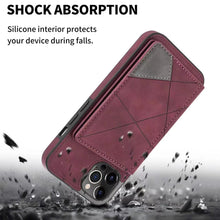 Load image into Gallery viewer, Case For iPhone 14 13 12 11 Series Luxury Leather Flip Kickstand Card Slot Cover Wine Red Shockproof
