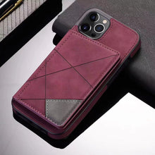 Load image into Gallery viewer, Case For iPhone 14 13 12 11 Series Luxury Leather Flip Kickstand Card Slot Cover Wine Red
