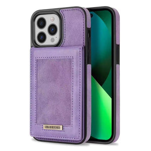 Case for iPhone RFID Blocking Luxury Leather Flip Kickstand Card Slot ID Slot Cover Front