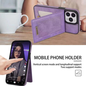 Case for iPhone RFID Blocking Luxury Leather Flip Kickstand Card Slot ID Slot Cover Kickstand
