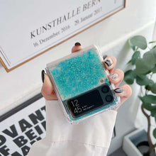 Load image into Gallery viewer, Glitter Case For Samsung Galaxy Z Flip 4 Z Flip 3 Z Flip 2 Z Flip 1 Shockproof Bling Bling TPU Cover Aqua Green Flip
