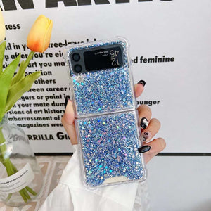 Glitter Case For Samsung Galaxy Z Flip 4 Z Flip 3 Z Flip 2 Z Flip 1 Shockproof Bling Bling TPU Cover Blue