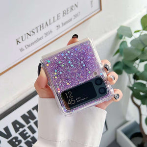 Glitter Case For Samsung Galaxy Z Flip 4 Z Flip 3 Z Flip 2 Z Flip 1 Shockproof Bling Bling TPU Cover Purple Flip