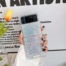 Load image into Gallery viewer, Glitter Case For Samsung Galaxy Z Flip 4 Z Flip 3 Z Flip 2 Z Flip 1 Shockproof Bling Bling TPU Cover Silver
