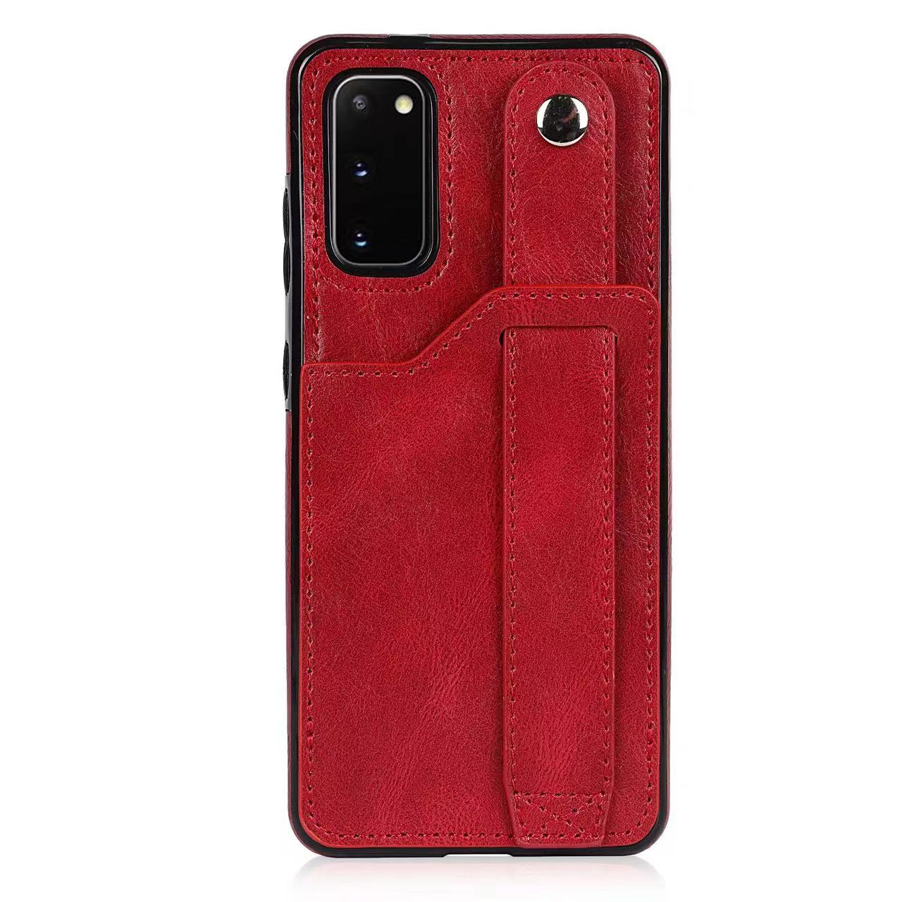 RFID Case For Samsung Galaxy S23 S22 S21 S20 Ultra Plus FE Luxury Leather Wrist Band Kickstand S20 Red