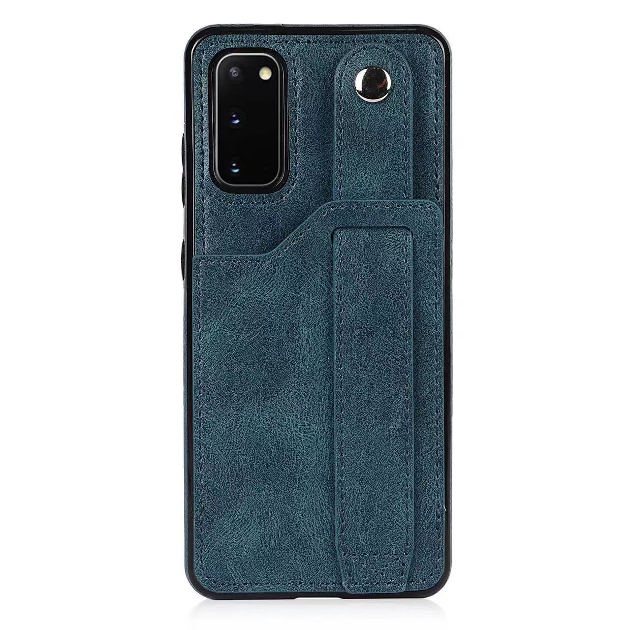 RFID Case For Samsung Galaxy S23 S22 S21 S20 Ultra Plus FE Luxury Leather Wrist Band Kickstand S20 Navy Bluen