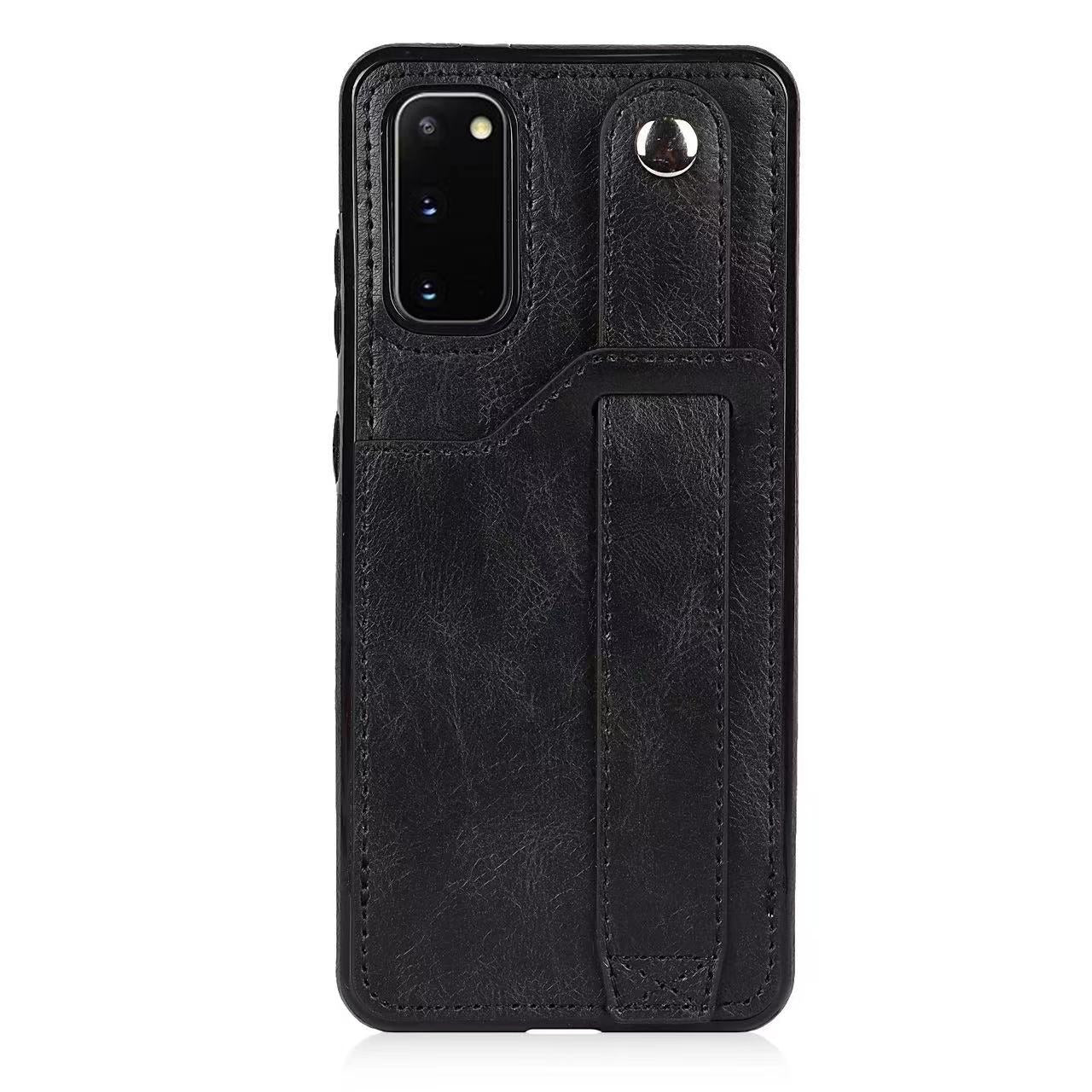 RFID Case For Samsung Galaxy S23 S22 S21 S20 Ultra Plus FE Luxury Leather Wrist Band Kickstand S20 Black