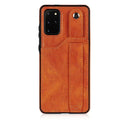 RFID Case For Samsung Galaxy S23 S22 S21 S20 Ultra Plus FE Luxury Leather Wrist Band Kickstand S20 Plus Light Brown