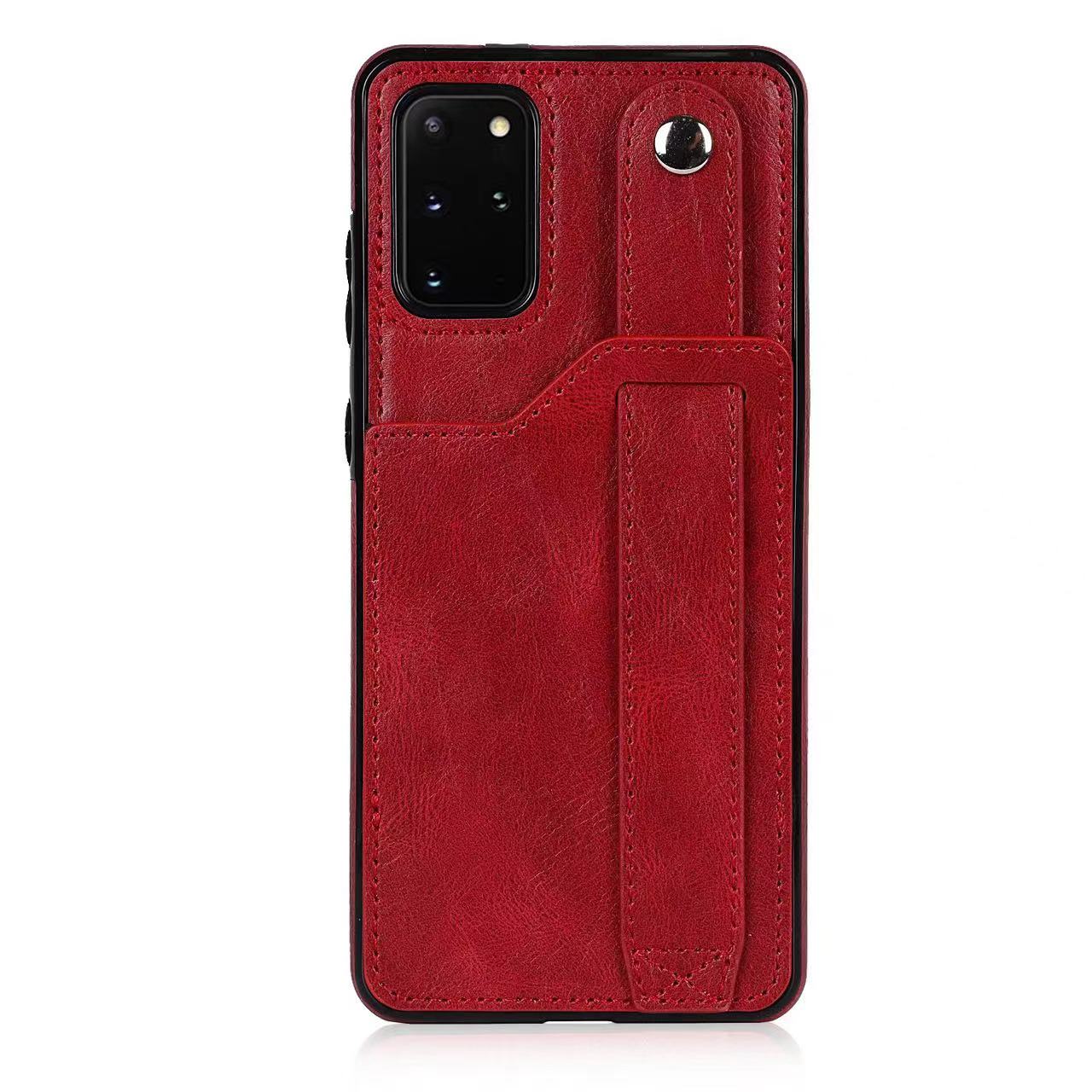 RFID Case For Samsung Galaxy S23 S22 S21 S20 Ultra Plus FE Luxury Leather Wrist Band Kickstand S20 Plus Red