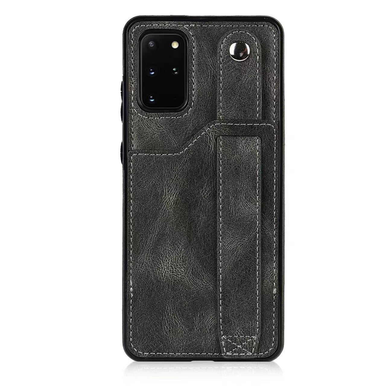 RFID Case For Samsung Galaxy S23 S22 S21 S20 Ultra Plus FE Luxury Leather Wrist Band Kickstand S20 Plus Grey