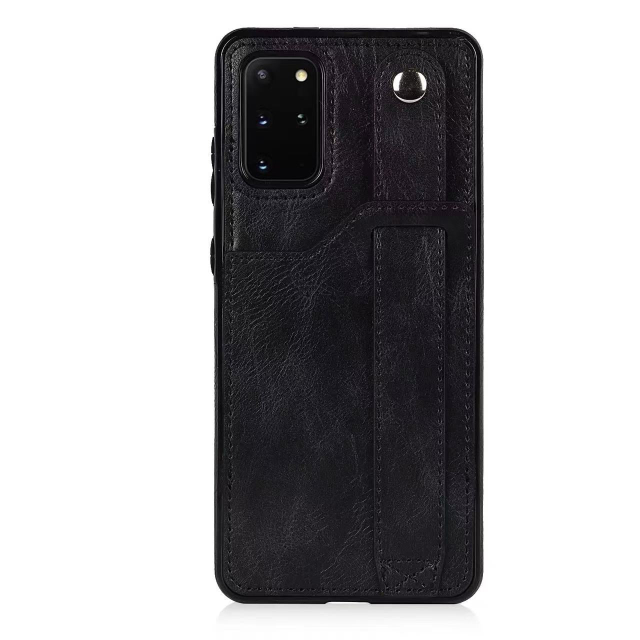 RFID Case For Samsung Galaxy S23 S22 S21 S20 Ultra Plus FE Luxury Leather Wrist Band Kickstand S20 Plus Black