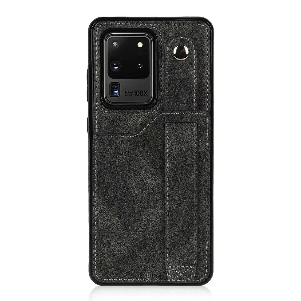 RFID Case For Samsung Galaxy S23 S22 S21 S20 Ultra Plus FE Luxury Leather Wrist Band Kickstand S20 Ultra Grey