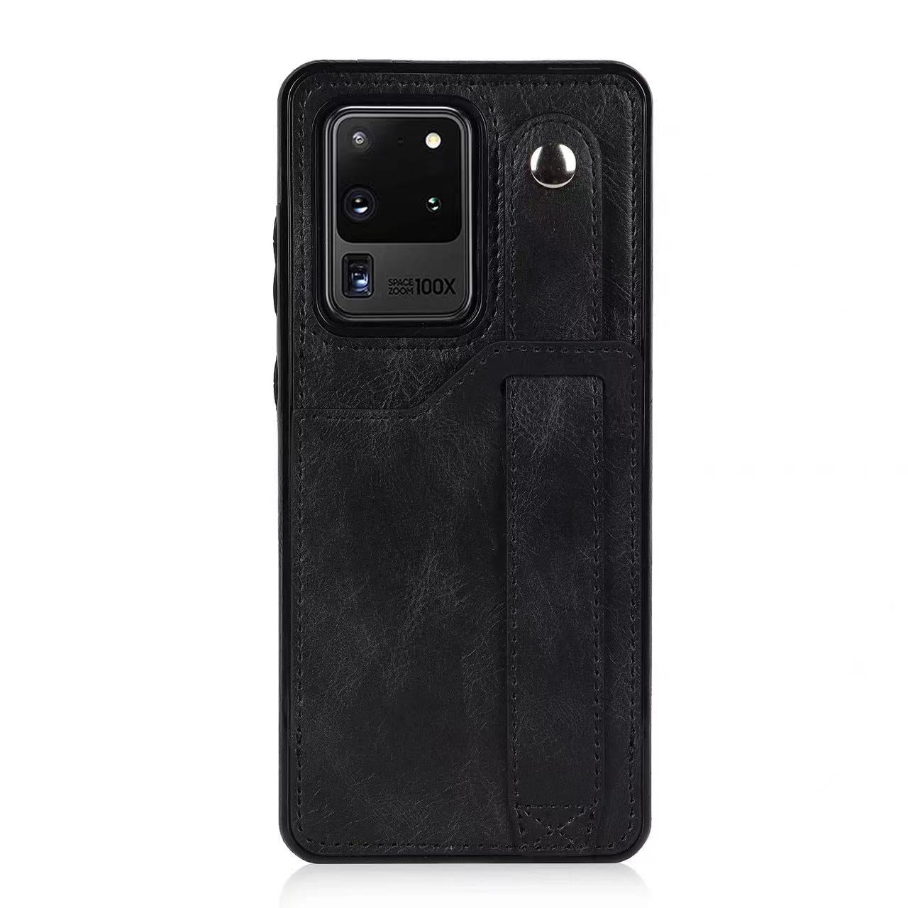 RFID Case For Samsung Galaxy S23 S22 S21 S20 Ultra Plus FE Luxury Leather Wrist Band Kickstand S20 Ultra Black