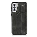 RFID Case For Samsung Galaxy S23 S22 S21 S20 Ultra Plus FE Luxury Leather Wrist Band Kickstand S21 Black