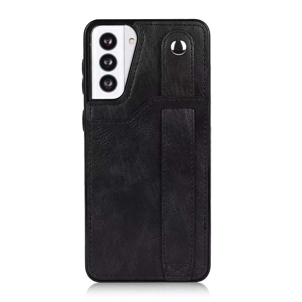 RFID Case For Samsung Galaxy S23 S22 S21 S20 Ultra Plus FE Luxury Leather Wrist Band Kickstand S21 Black