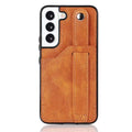 RFID Case For Samsung Galaxy S23 S22 S21 S20 Ultra Plus FE Luxury Leather Wrist Band Kickstand S22 Light Brown