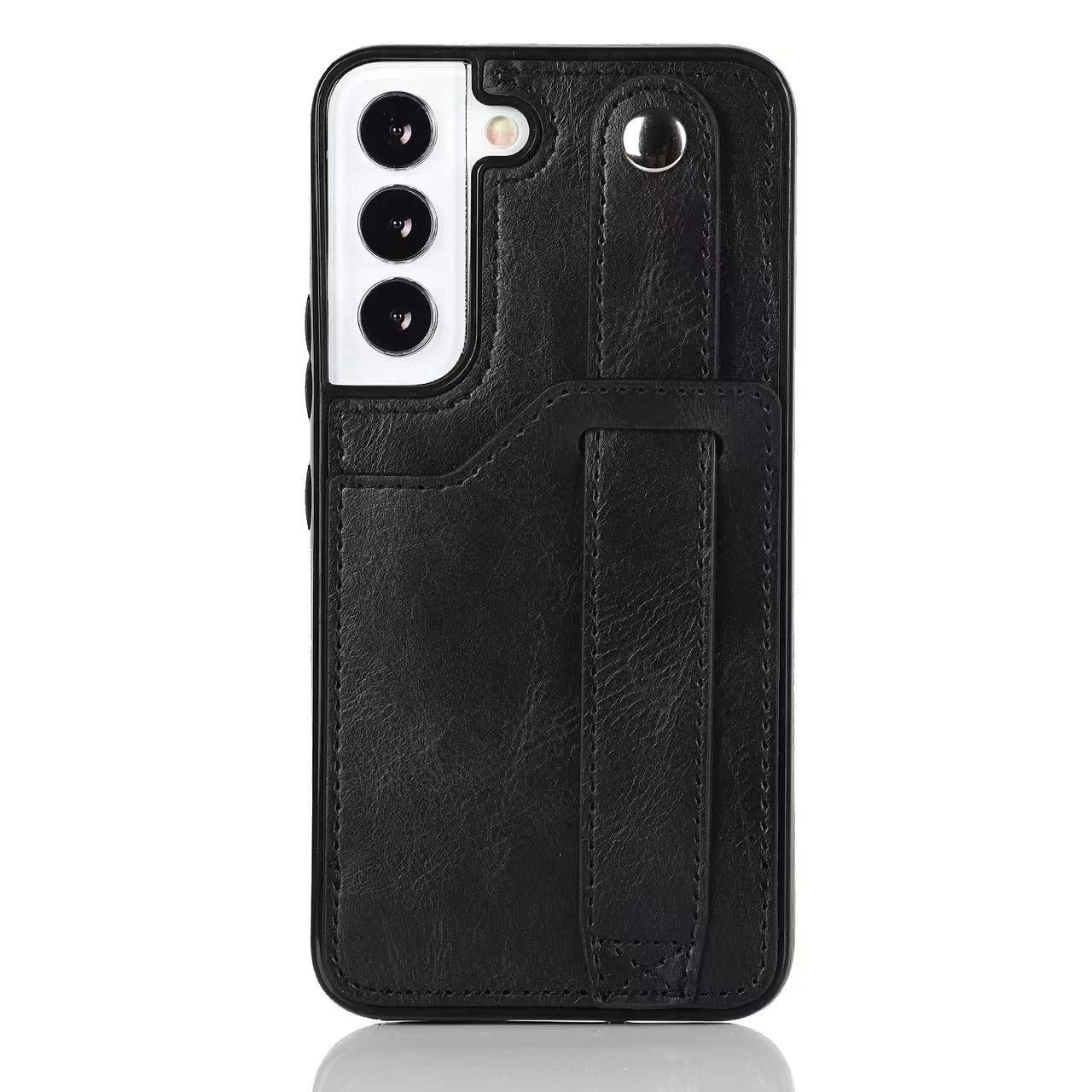 RFID Case For Samsung Galaxy S23 S22 S21 S20 Ultra Plus FE Luxury Leather Wrist Band Kickstand S22 Black