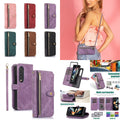 Luxury Leather Case for Samsung Galaxy Z Fold 4 Fold 3 Crossbody Lanyard Multi Card Slot Cover