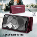 Luxury Leather Case for iPhone leather case built-in kickstand showing hands-free viewing angle for video calls